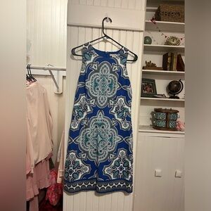 Blue paisley work dress
